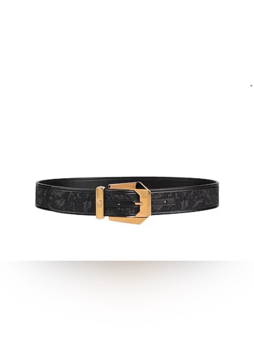 Versace Black Leather Belt with Gold Buckle
